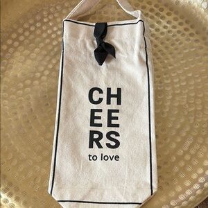 Canvas Wine Tote with Black Text